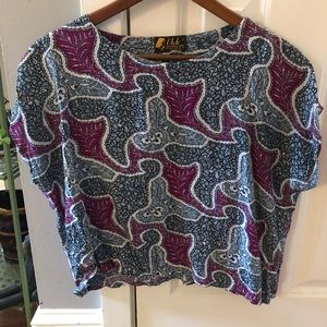 Vintage Batik Print Dolman Top